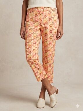 Talbots Capri Pants size 2 Stretch Straight Colourful Summer floral cotton